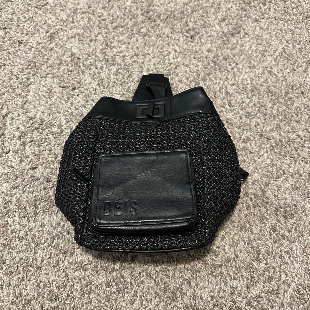 BEIS Black Textured Crossbody Bag